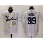 NY.Yankees #99 Aaron Judge Number White Pinstripe Fashion Cool Base 2 Jerseys