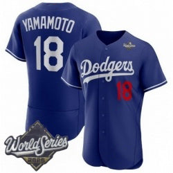 LA.Dodgers #18 Yoshinobu Yamamoto Royal 2025 World Series Limited Stitched Jersey