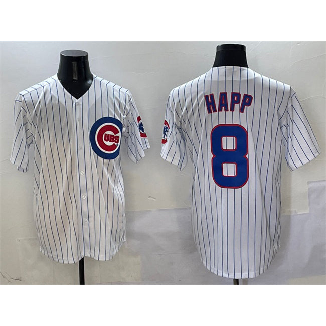 C.Cubs #8 Ian Happ White Cool Base Stitched Jersey