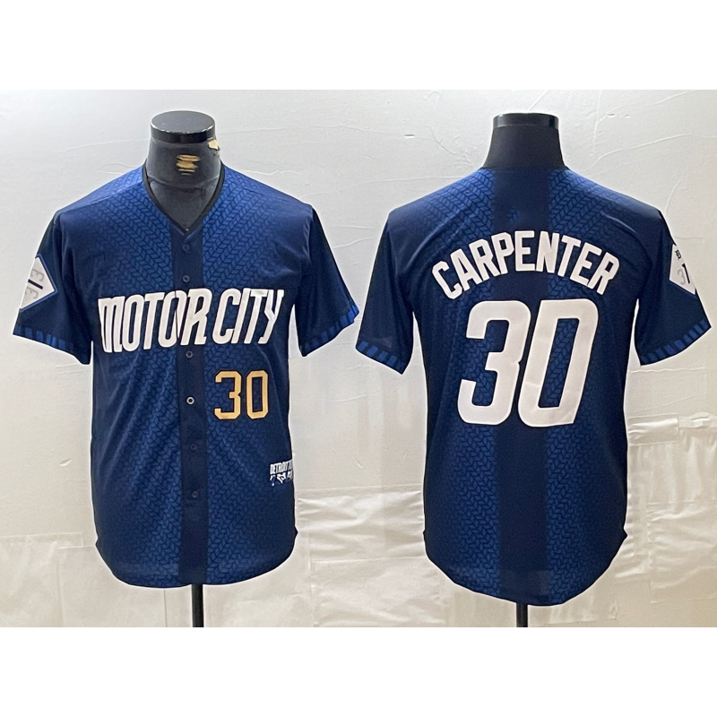 D.Tigers #30 Kerry Carpenter Number 2024 Navy City Connect Cool Base 2 Limited Stitched Jersey