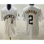 M.Brewers #2 Brice Turang White Limited Jersey