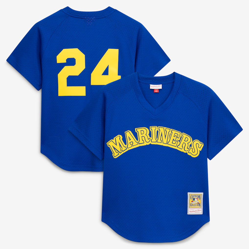 S.Mariners #24 Ken Griffey Jr. Mitchell & Ness Royal Authentic Batting Practice Jersey