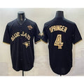 TB.Jays #4 George Springer Black Gold 2025 American League Champions Limited Stitched Jersey