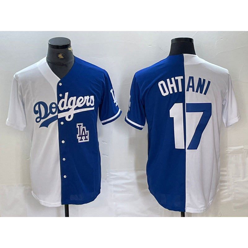 LA.Dodgers #17 Shohei Ohtani White Blue Two Tone Stitched 2 Stitched Jersey