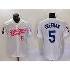 LA.Dodgers #5 Freddie Freeman White Pink Vin & Kobe Patch Stitched Jersey