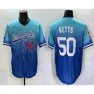 LA.Dodgers #50 Mookie Betts Blue 2025 City Connect Limited Stitched Jersey