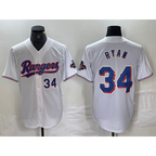 T.Rangers #34 Nolan Ryan Number White 2024 Gold Collection Limited Cool Base Jersey