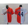 H.Astros #44 Yordan Alvarez White Orange Split Stitched  Jersey