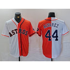 H.Astros #44 Yordan Alvarez White Orange Split Stitched  Jersey