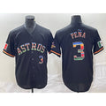H.Astros #3 Jeremy Pena Number Black Rainbow World Serise Champions Patch Cool Base Stitched Jersey