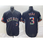 H.Astros #3 Jeremy Pena Number Black Rainbow World Serise Champions Patch Cool Base Stitched Jersey