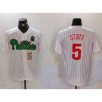 P.Phillies #5 Bryson Stott White Green Cool Base Stitched Jerseys