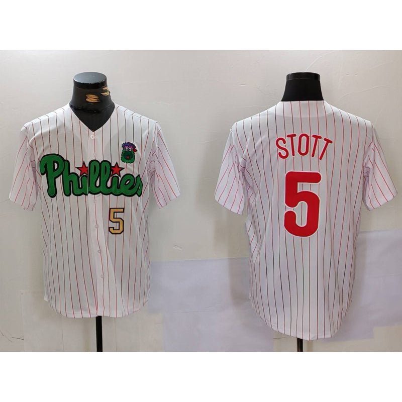 P.Phillies #5 Bryson Stott White Green Cool Base Stitched Jerseys