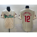 P.Phillies #12 Kyle Schwarber Cream Phanatic Limited Stitched Jersey