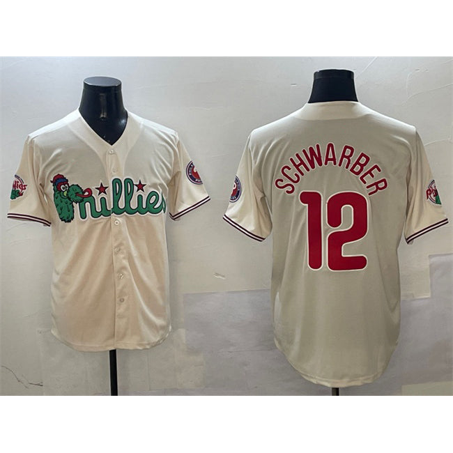 P.Phillies #12 Kyle Schwarber Cream Phanatic Limited Stitched Jersey