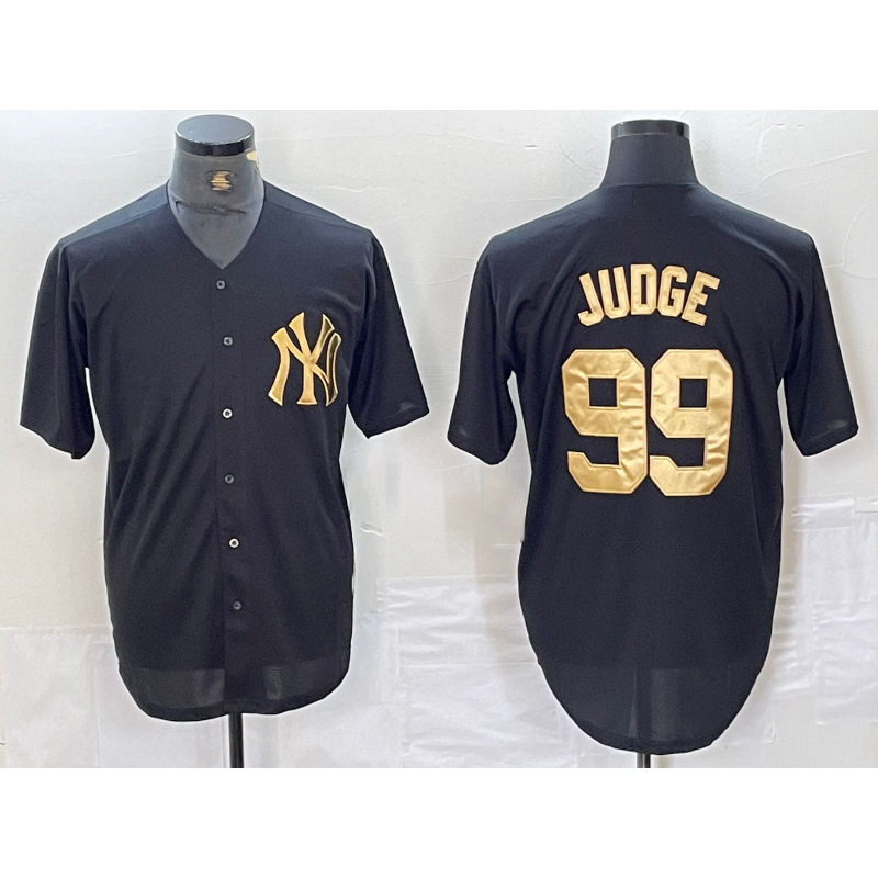 NY.Yankees #99 Aaron Judge Black Gold Cool Base Stitched Jersey