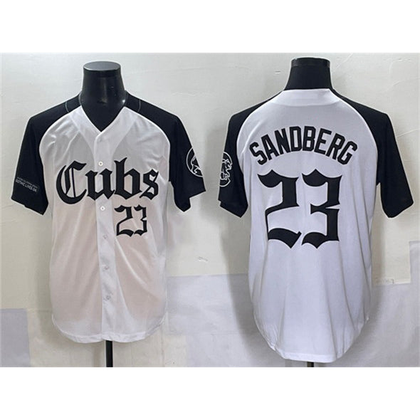 C.Cubs #23 Ryne Sandberg White Black 'Gothic North Side Edition' Vapor Premier Limited Stitched Jersey
