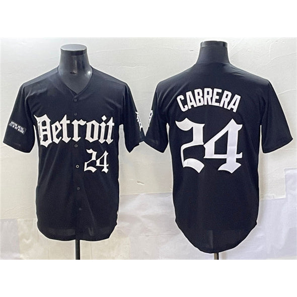 D.Tigers #24 Miguel Cabrera Black Motor Gothic Edition Vapor Premier Limited Stitched Jersey