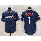 H.Astros #1 Carlos Correa Navy 2025 City Connect With Texas Patch Limited Stitched Jersey