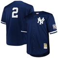 NY.Yankees #2 Derek Jeter Mitchell & Ness Navy Big & Tall Cooperstown Mesh Batting Practice Jersey