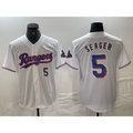 T.Rangers #5 Corey Seager Number White 2024 Gold Collection Limited Cool Base Jersey