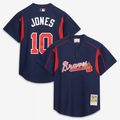 A.Braves #10 Chipper Jones Mitchell & Ness Navy Authentic Batting Practice Jersey