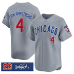 C.Cubs #4 Pete Crow-Armstrong Gray 'Ryne Sandberg Tribute' Vapor Limited V3 Stitched Jersey