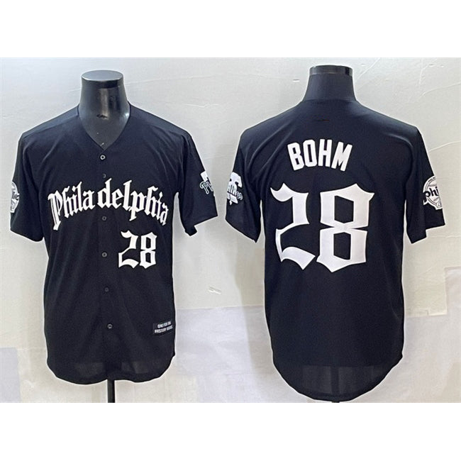 P.Phillies #28 Alec Bohm Black Gothic Vapor Limited Stitched Jersey
