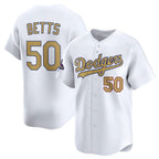 LA.Dodgers #50 Mookie Betts White 2025 Gold Collection Limited Stitched Jersey