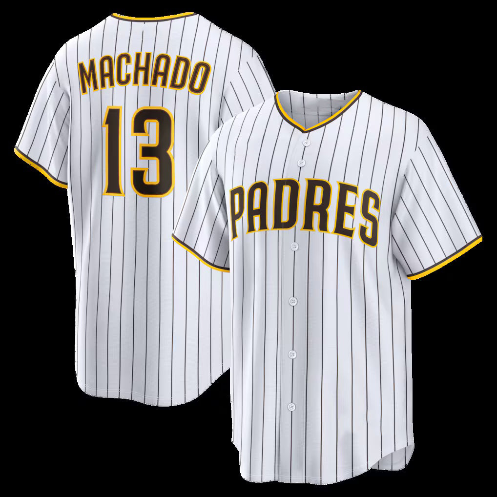 SD.Padres #13 Manny Machado White Home Replica 2 Player Jersey