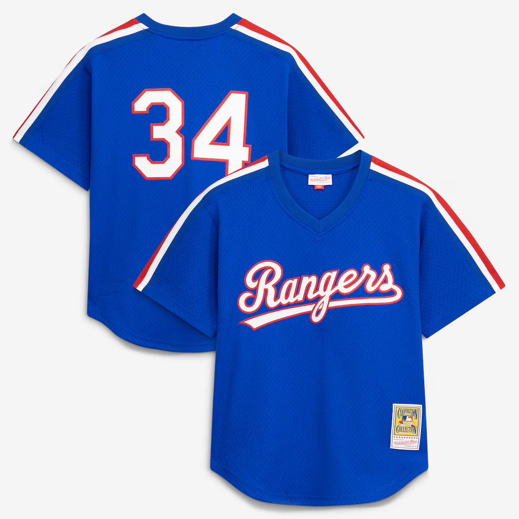 T.Rangers #34 Nolan Ryan Mitchell & Ness Royal Authentic Batting Practice Jersey
