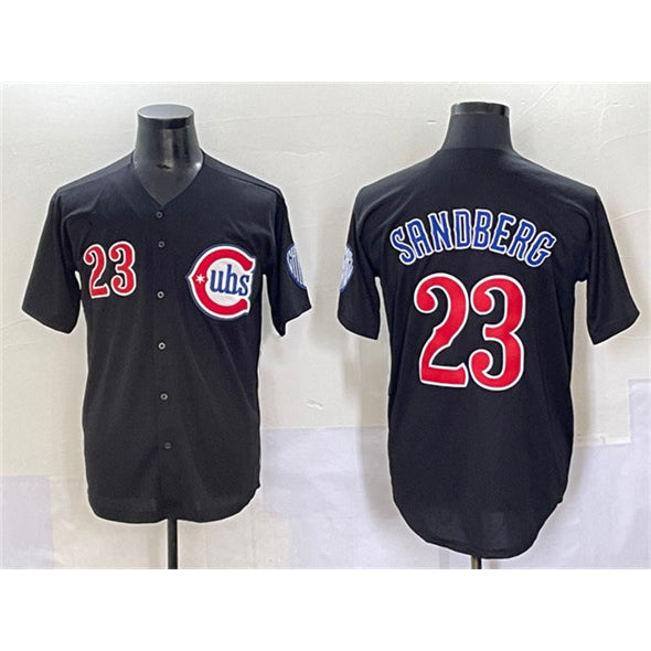 C.Cubs #23 Ryne Sandberg Black Limited Stitched Jersey