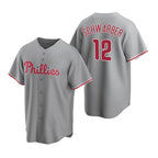 P.Phillies #12 Kyle Schwarber Gray Cool Base Stitched Jersey