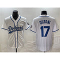 LA.Dodgers #17 Shohei Ohtani White Cool Base With Patch Stitched Jersey