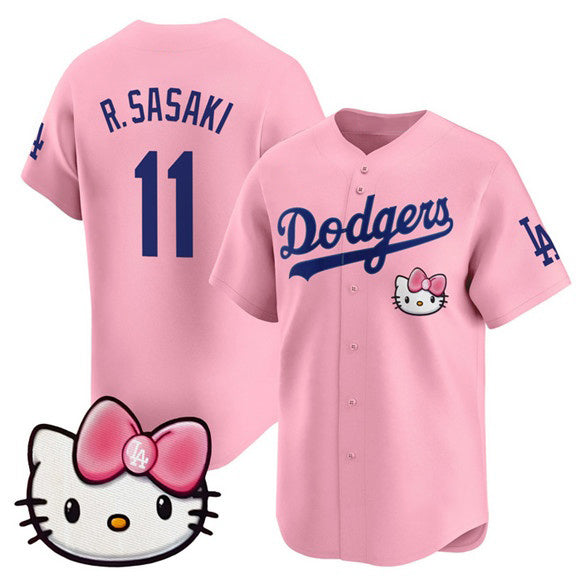 LA.Dodgers #10 Roki Sasaki Pink 2025 Hello Kitty Vapor Limited Stitched Jersey
