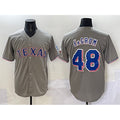 T.Rangers #48 Jacob deGrom Grey With Patch Cool Base Stitched Jersey