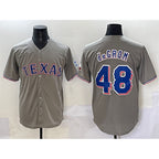 T.Rangers #48 Jacob deGrom Grey With Patch Cool Base Stitched Jersey