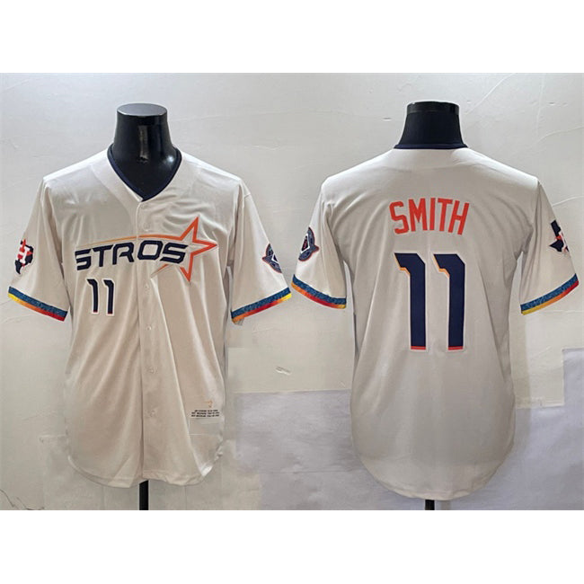 H.Astros #11 Cam Smith Cream 2025 City Connect With Texas Patch Limited Stitched Jersey