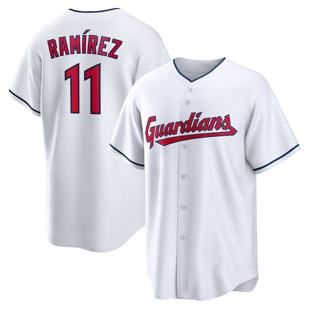 C.Guardians #11 Jose Ramirez White Replica Player Jersey