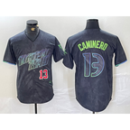 TB.Rays #13 Junior Caminero Number Charcoal 2024 City Connect Limited 2 Stitched Jersey