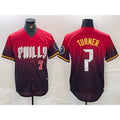 P.Phillies #7 Trea Turner Red 2024 City Player Number Cool Base Jerseys