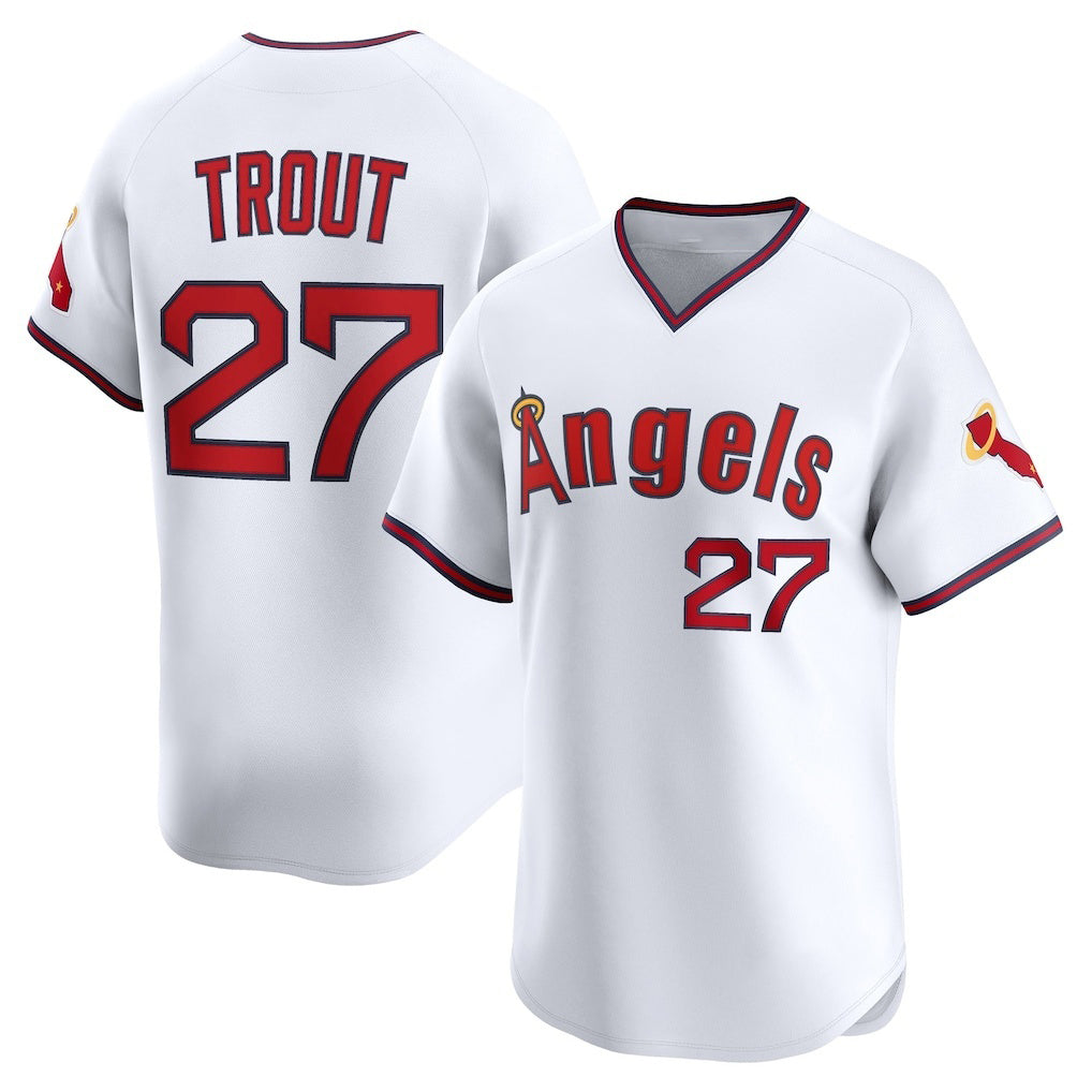 LA.Angels #27 Mike Trout Number White Alternate Limited Jersey