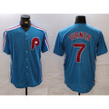 P.Phillies #7 Trea Turner Blue Cooperstown Throwback Cool Base Jersey