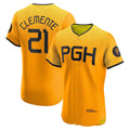 P.Pirates #21 Roberto Clemente Gold City Connect Elite Player Jersey