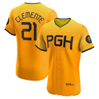 P.Pirates #21 Roberto Clemente Gold City Connect Elite Player Jersey