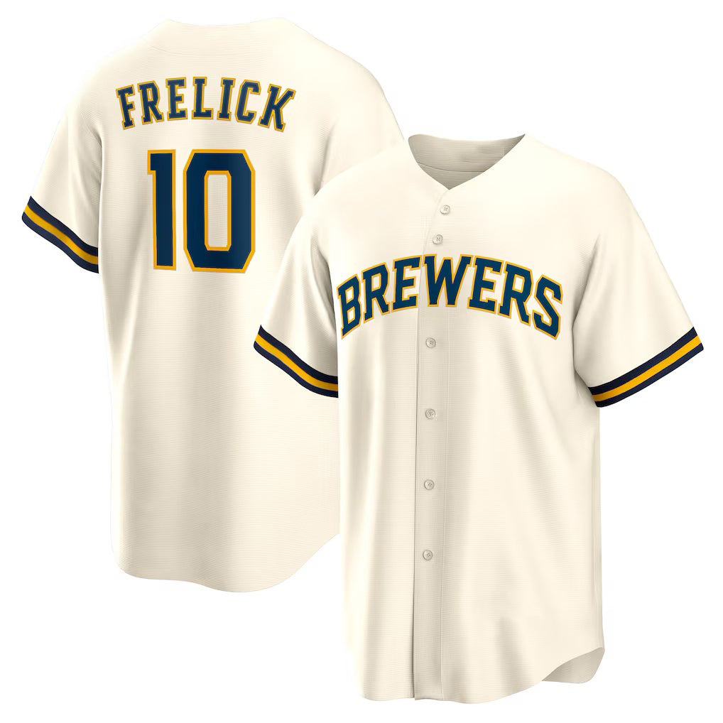 M.Brewers #10 Sal Frelick Cream Home Replica Player Jersey