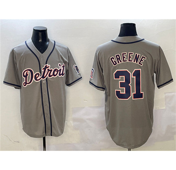 D.Tigers #31 Riley Greene Gray With Patch Cool Base Stitched Jersey