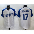 LA.Dodgers #17 Shohei Ohtani White Blue Fashion Stitched Cool Base Limited Jersey