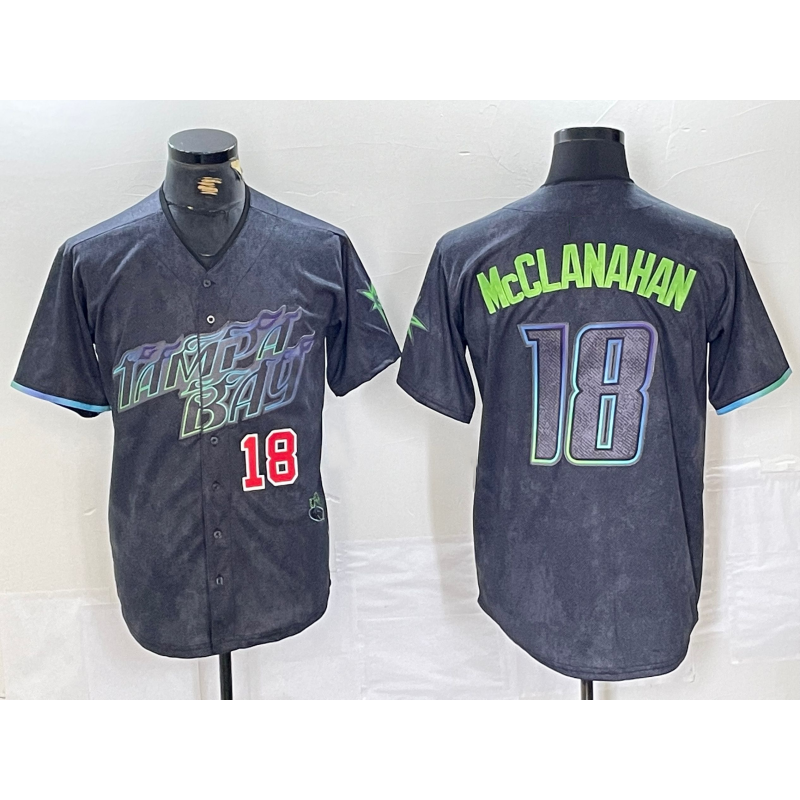 TB.Rays #18 Shane McClanahan Number Charcoal 2024 City Connect Limited Stitched Jerseys