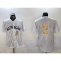 NY.Yankees #2 Derek Jeter White Pinstripe Without Name Fashion Cool Base Jerseys